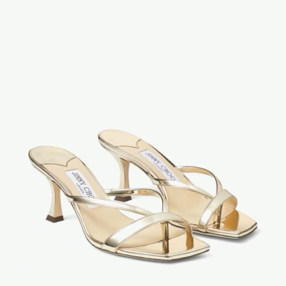 Jimmy Choo gold maelie 70mm metallic mules